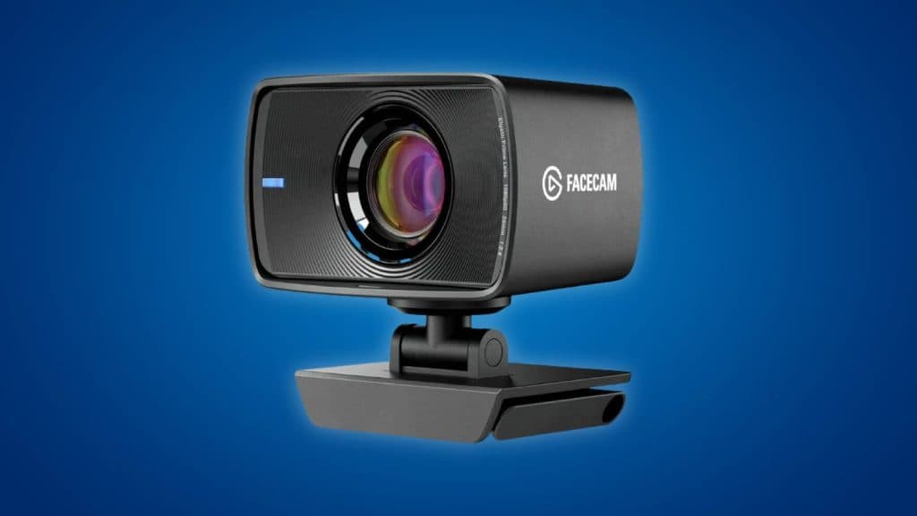 Image of the Elgato Facecam - 1080p60 True Full HD Webcam on a blue background.