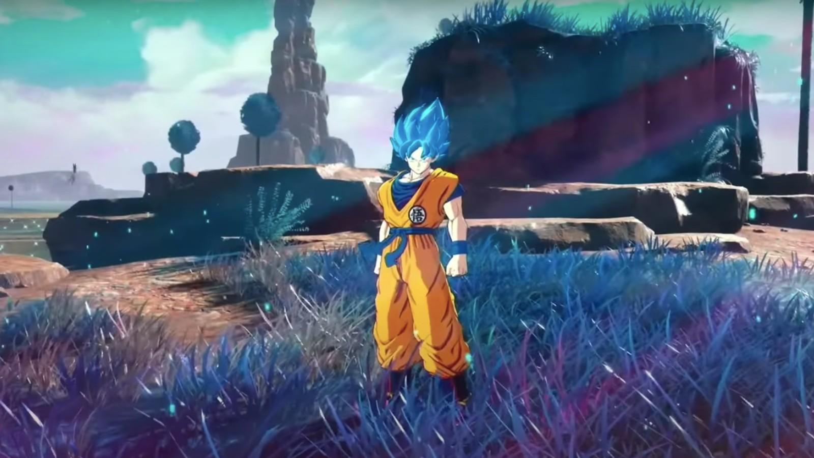 An image of Super Saiyan Blue Goku from the Dragon Ball Budokai Tenkaichi 4 teaser trailer.