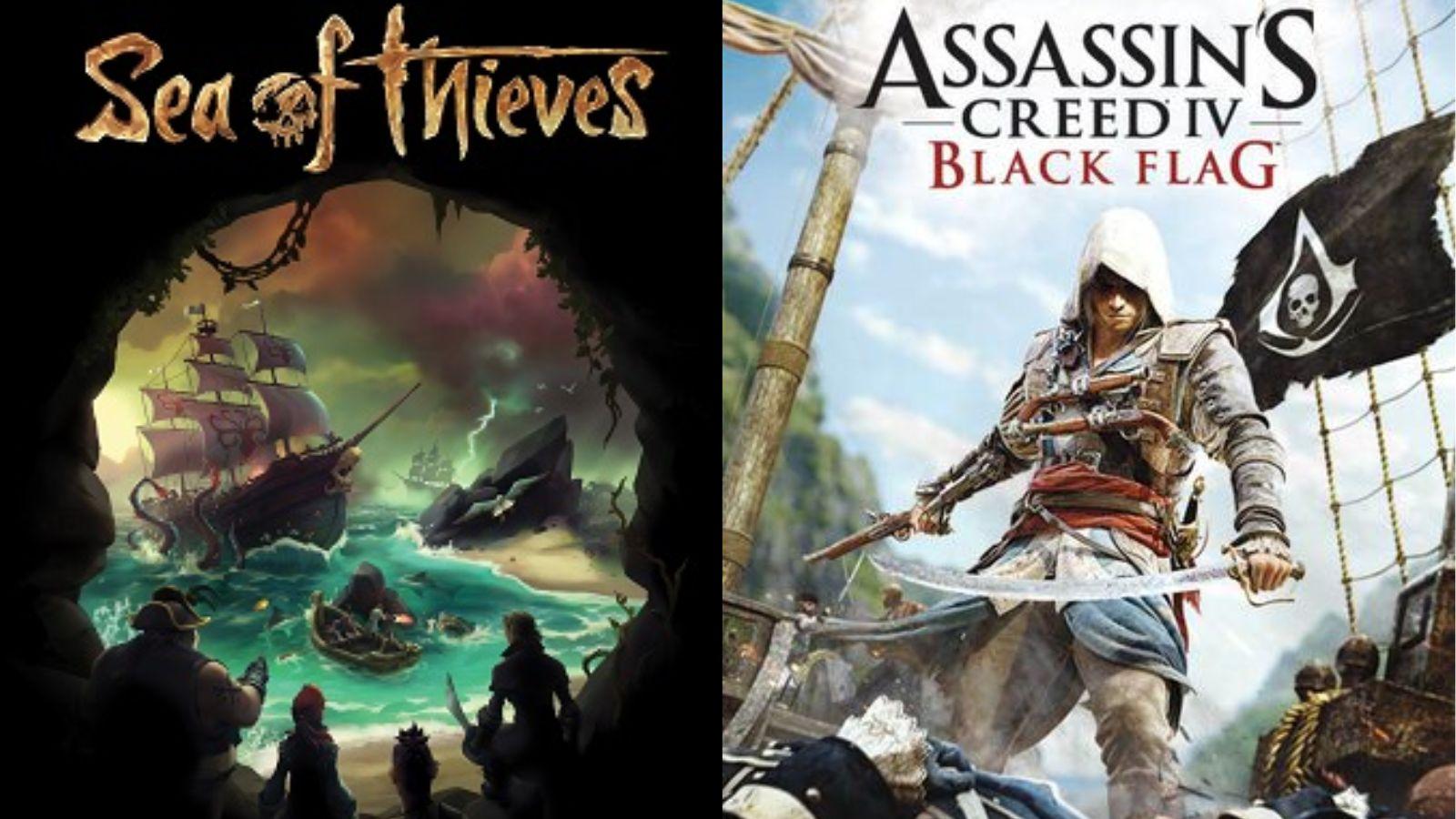 Sea of Thieves and Black Flag promotional images
