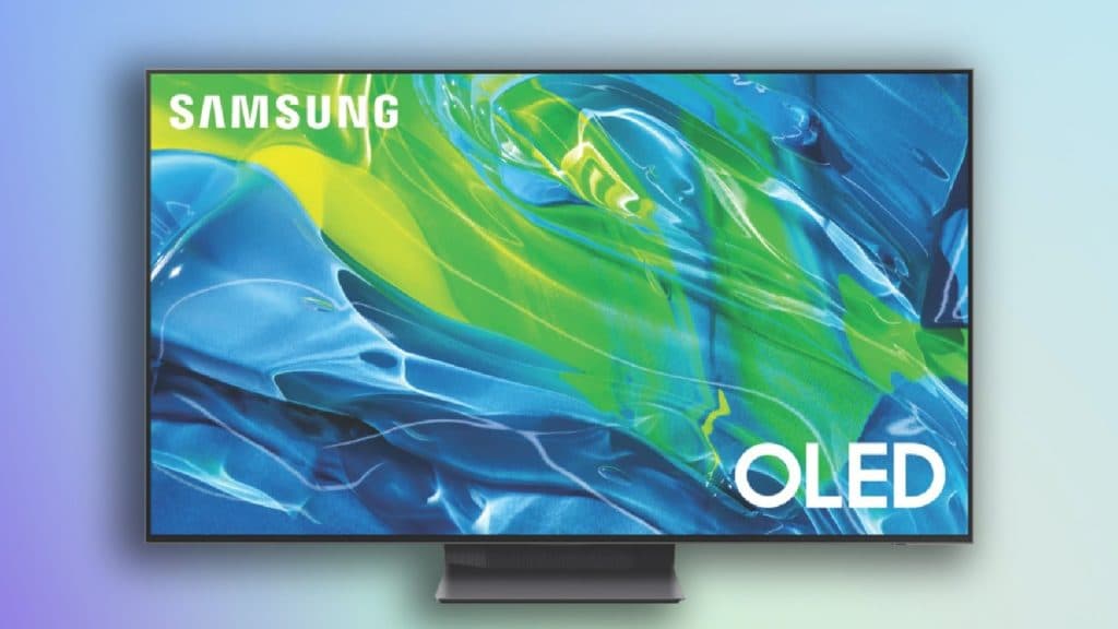 Samsung S95B TV on gradient background