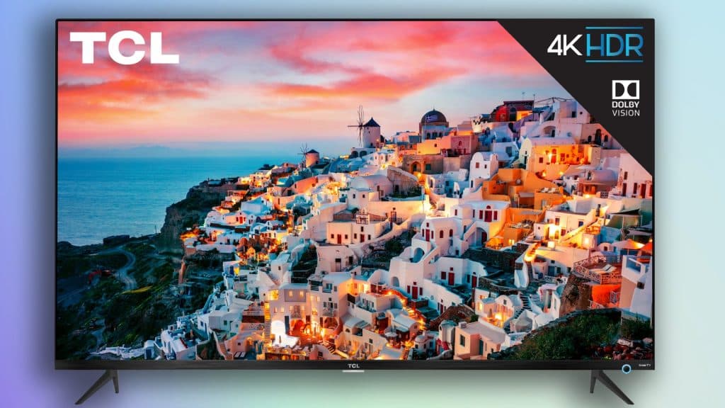 TCL 5-series TV on gradient background