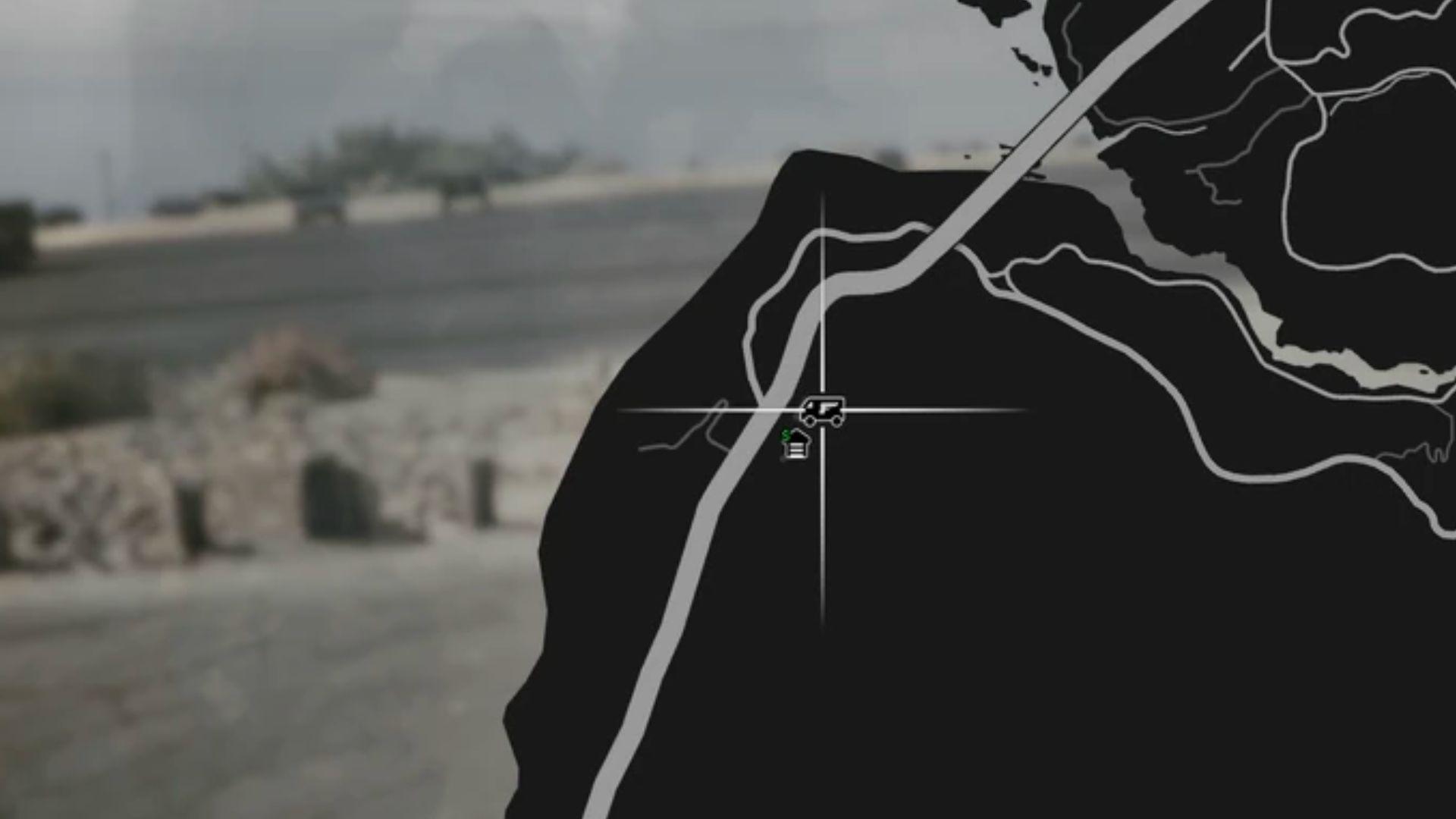 GTA Online map with gun van location behind Hookies.