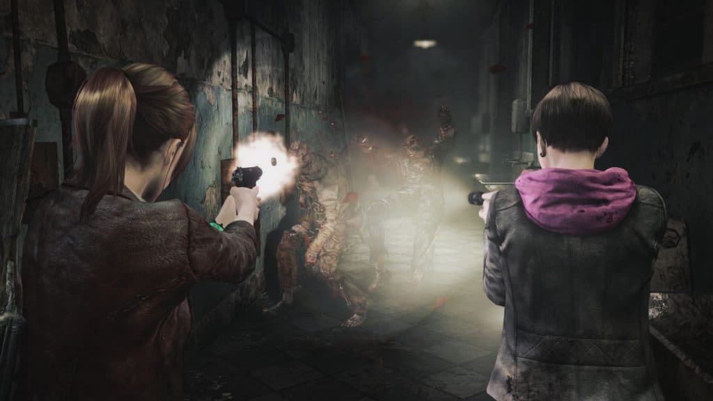 claire shooting enemies in resident evil revelations 2