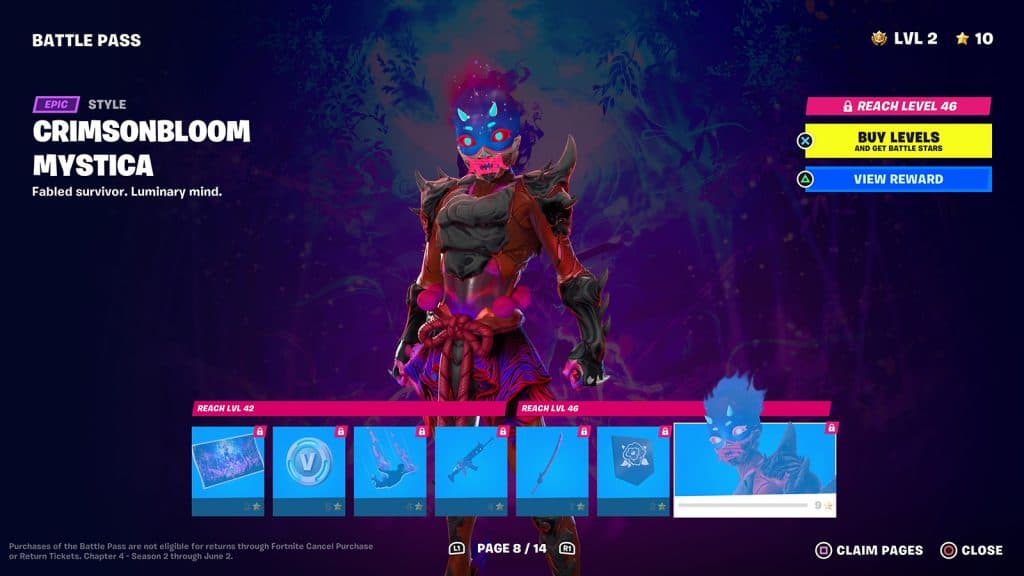 Page 8 of the Fortnite Chapter 4 Season 2 Battle Pass