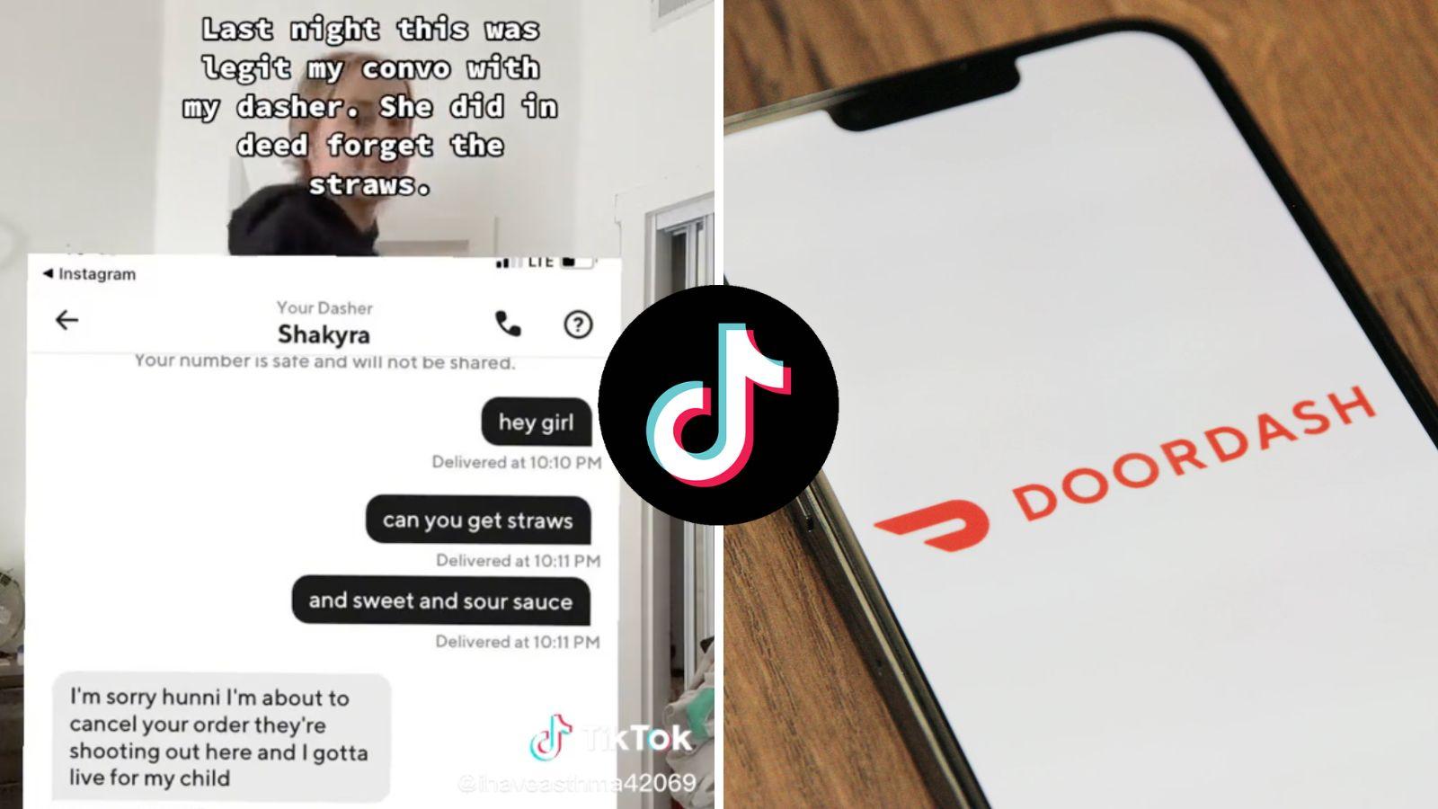 Screenshot of text messages between customer and DoorDasher