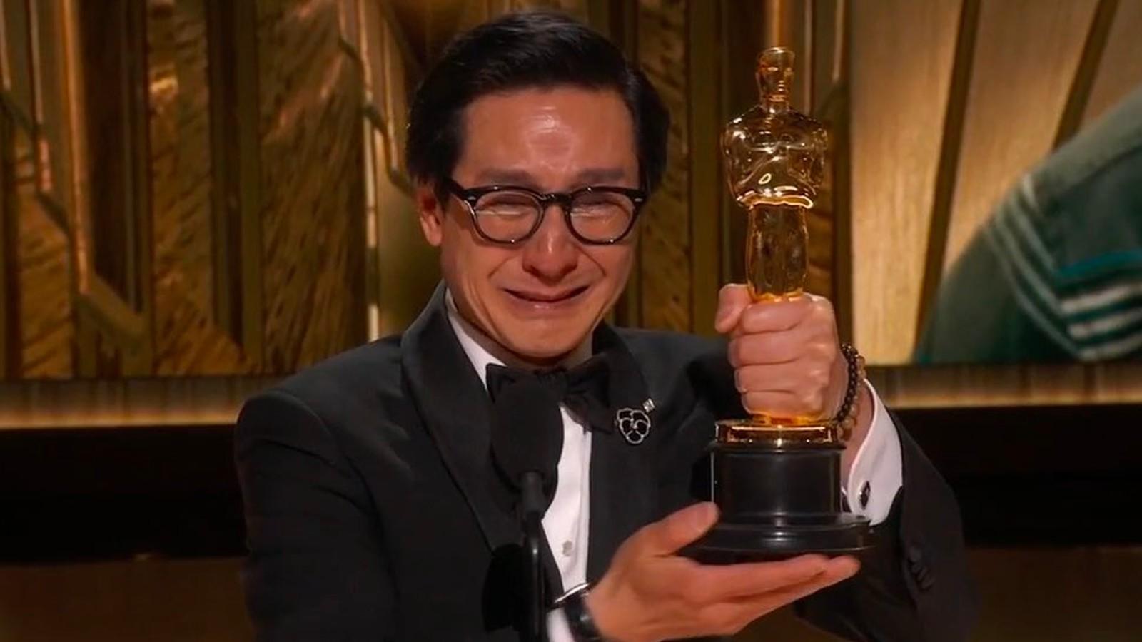 Ke Huy Quan with his Oscar at this year's Academy Awards