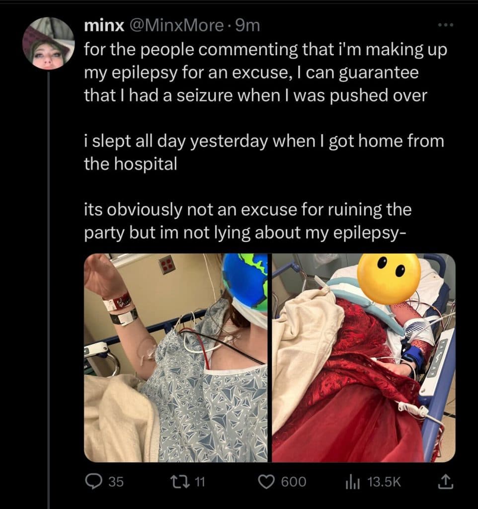 Justaminx posts hospital photos on twitter after streamer awards party