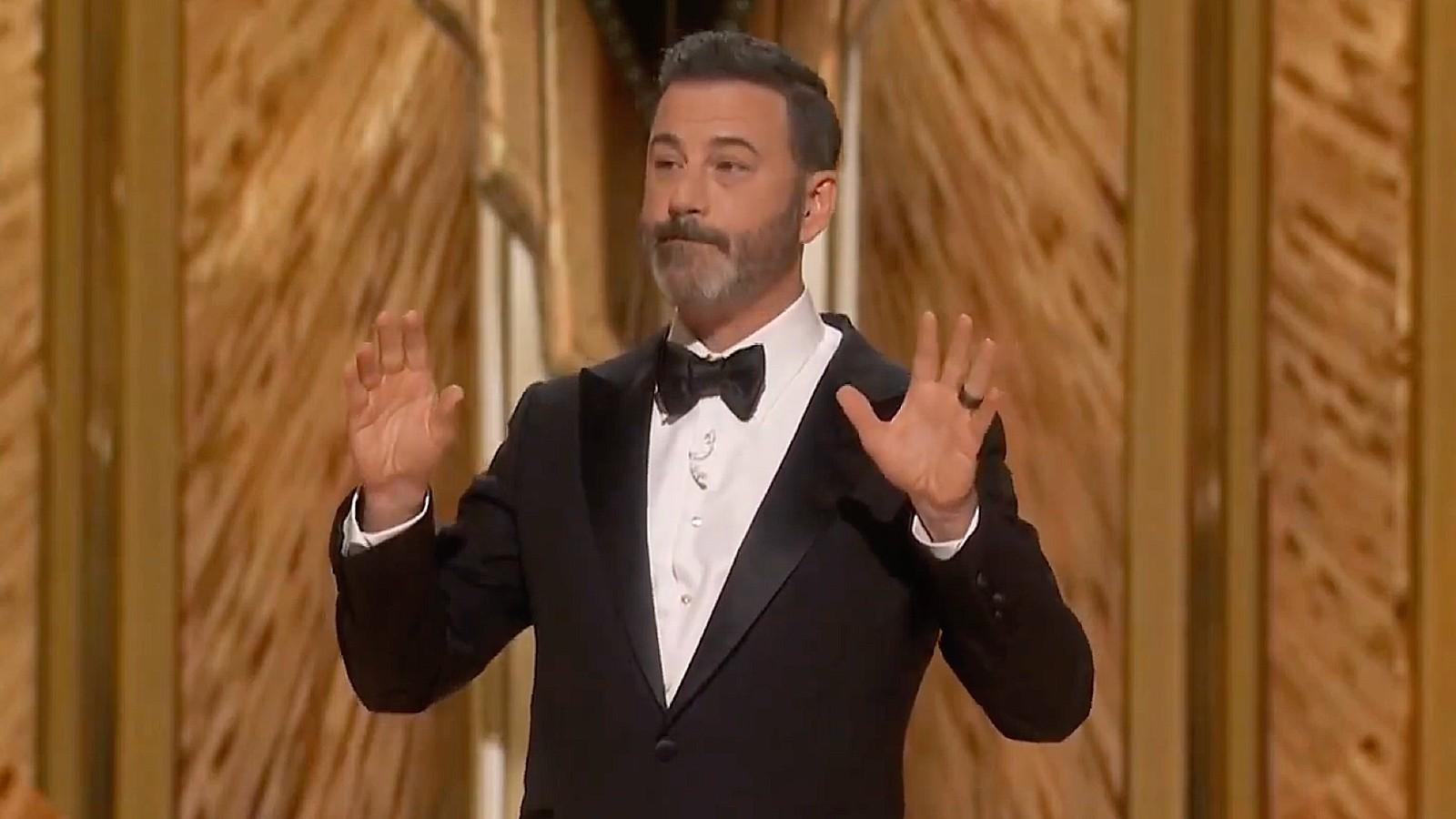 Jimmy Kimmel at this year's Oscars making a joke about Will Smith