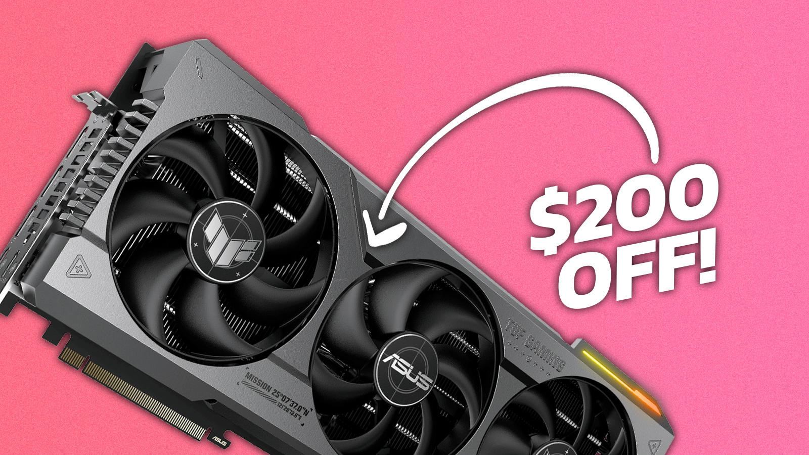 nvidia rtx 4080 with an arrow pointing at it saying "200 dollars off"