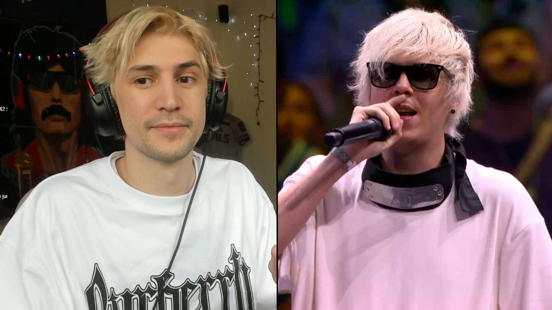xQc and Rubius side by side in white t-shirts talking to camera