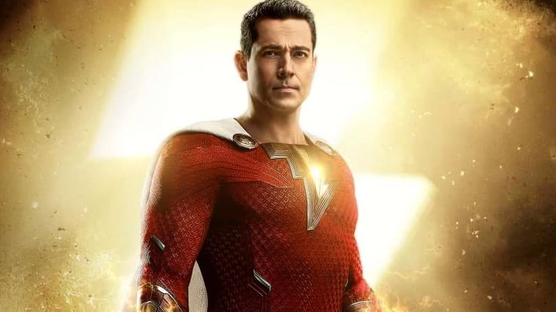 Zachary Levi as Shazam on the film's poster.