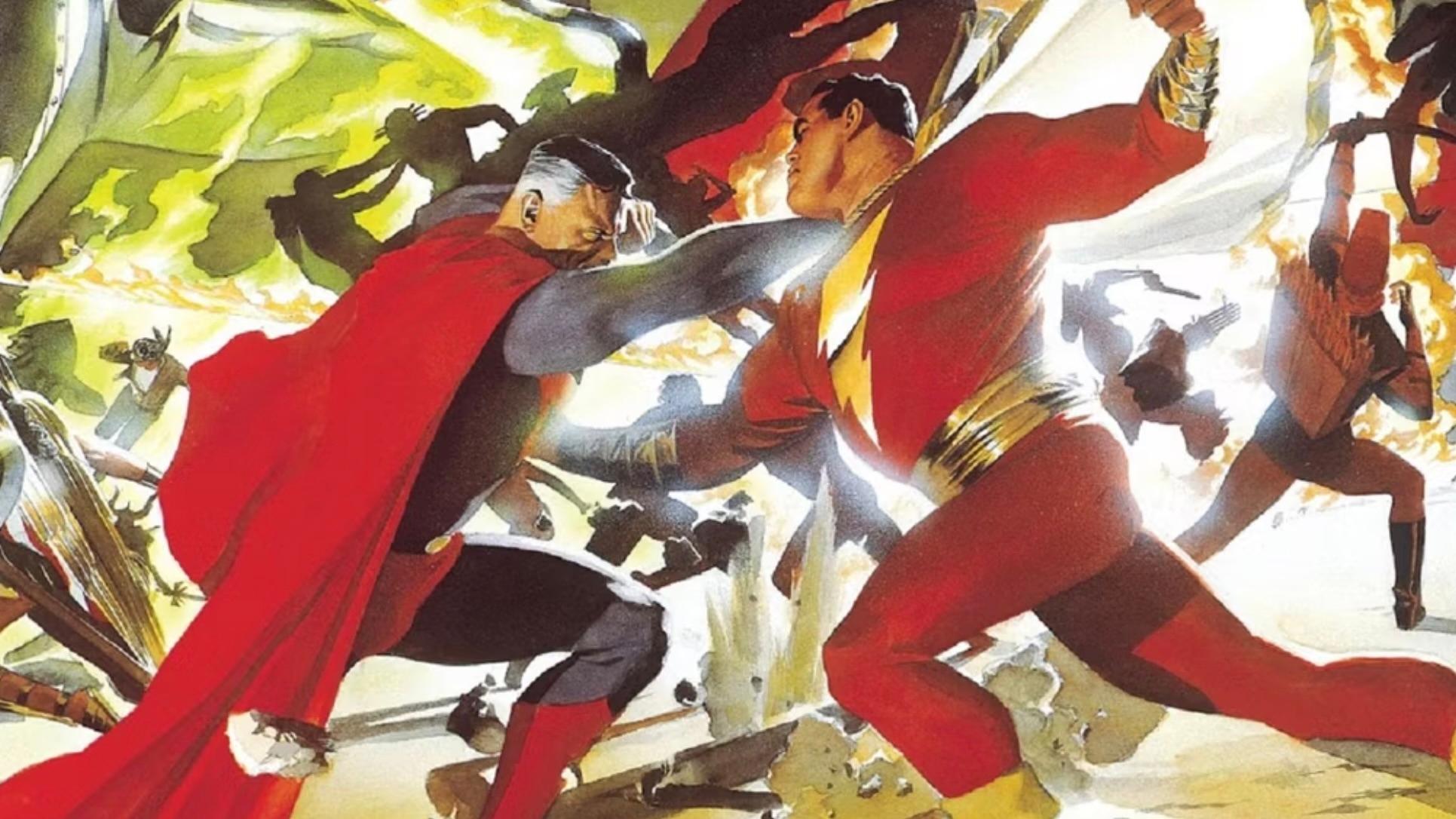 Superman fights Shazam in Kingdom Come comic.