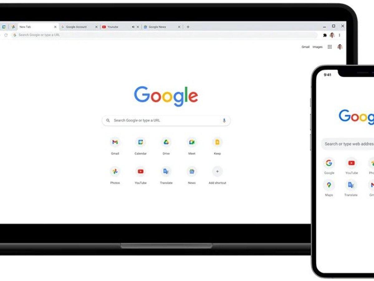 Google Chrome running on a laptop and a phone