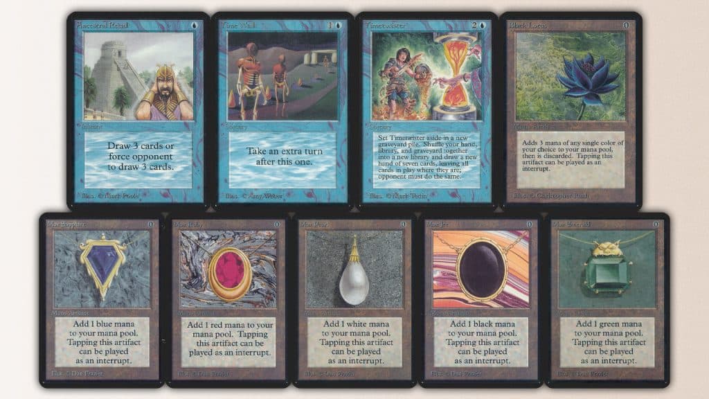 Power Nine cards featuring Black Lotus