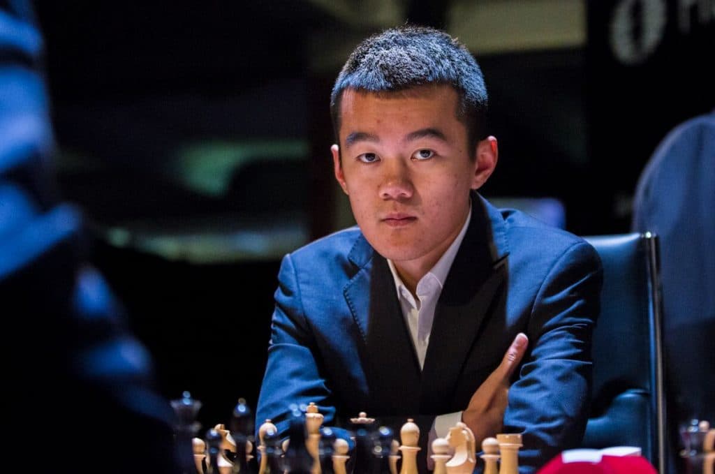 Ding Liren before competing at the 2023 Chess World Championship.