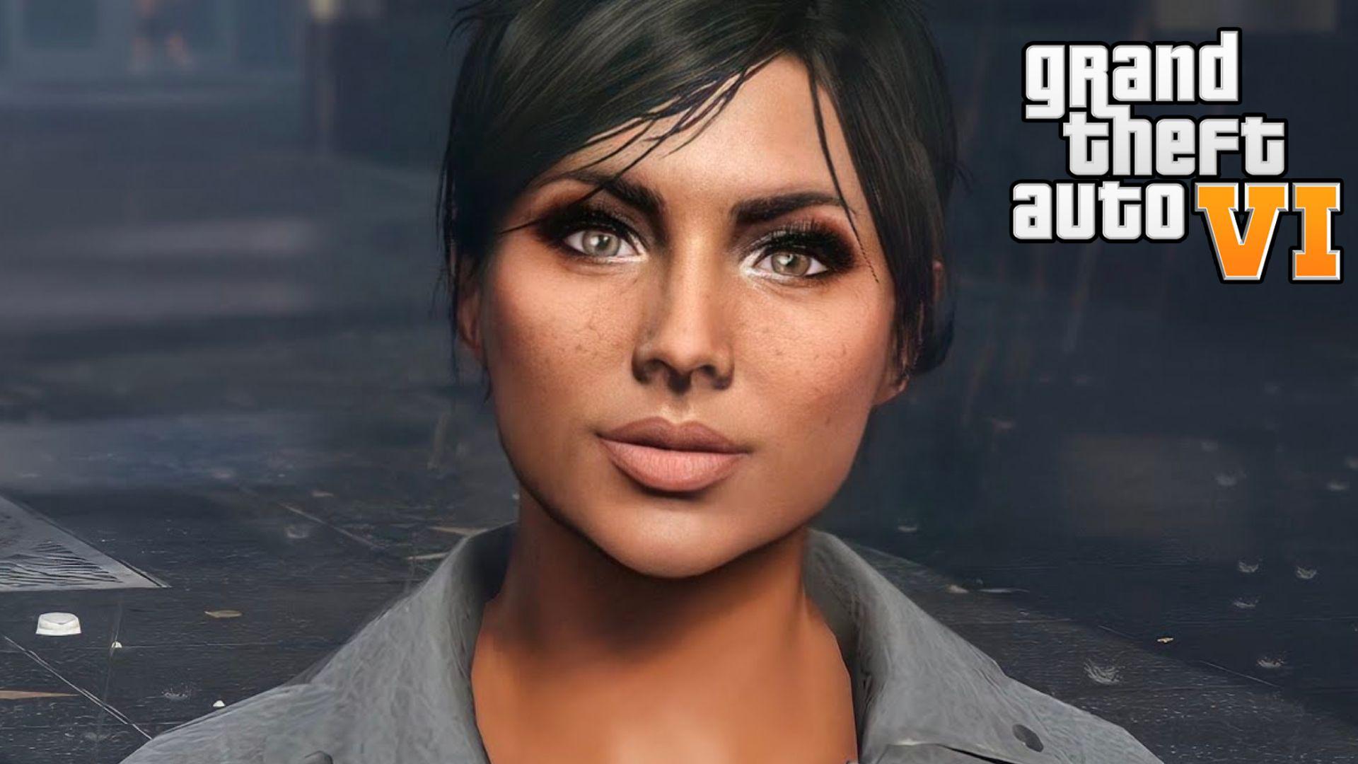 Female GTA Online character alongside GTA 6 logo