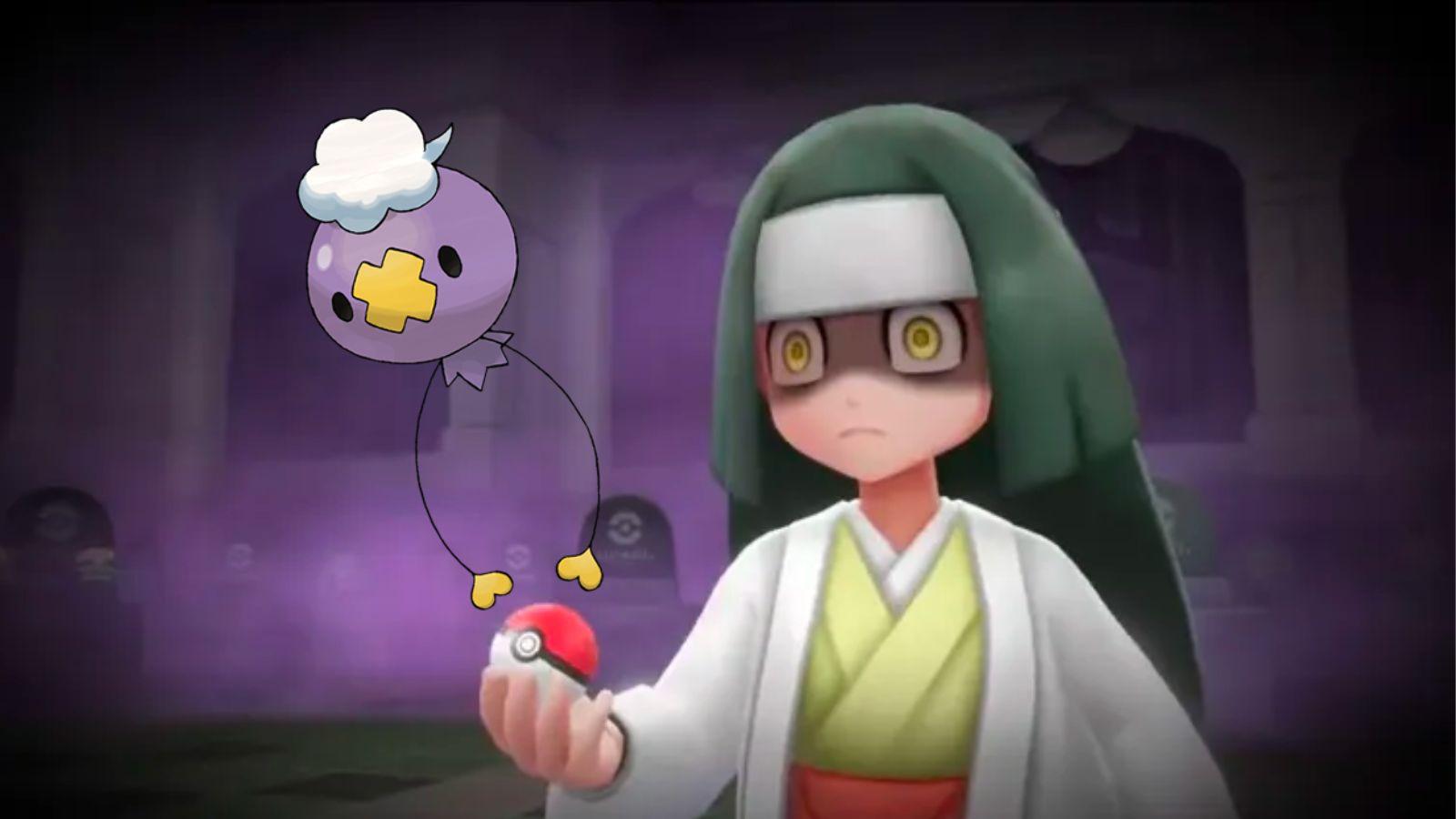Terrified trainer with Drifloon lurking