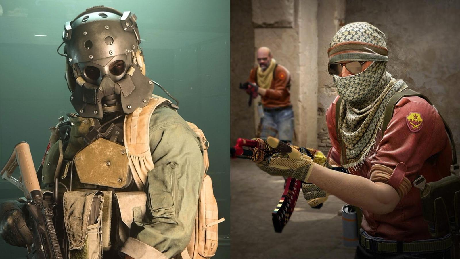 call of duty warzone operator next to a Counter-Strike 2 character