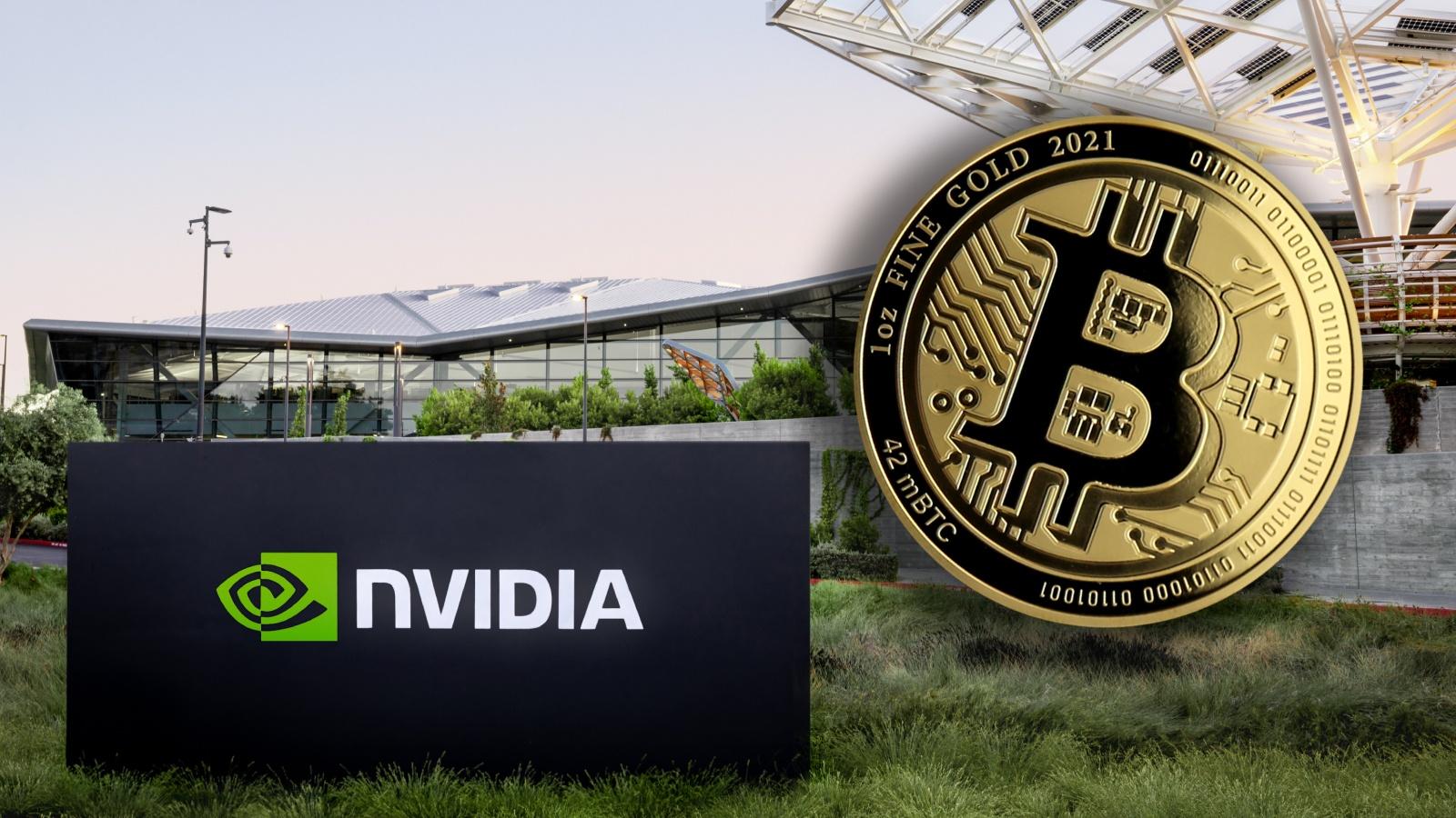 Nvidia campus with a bitcoin next to it