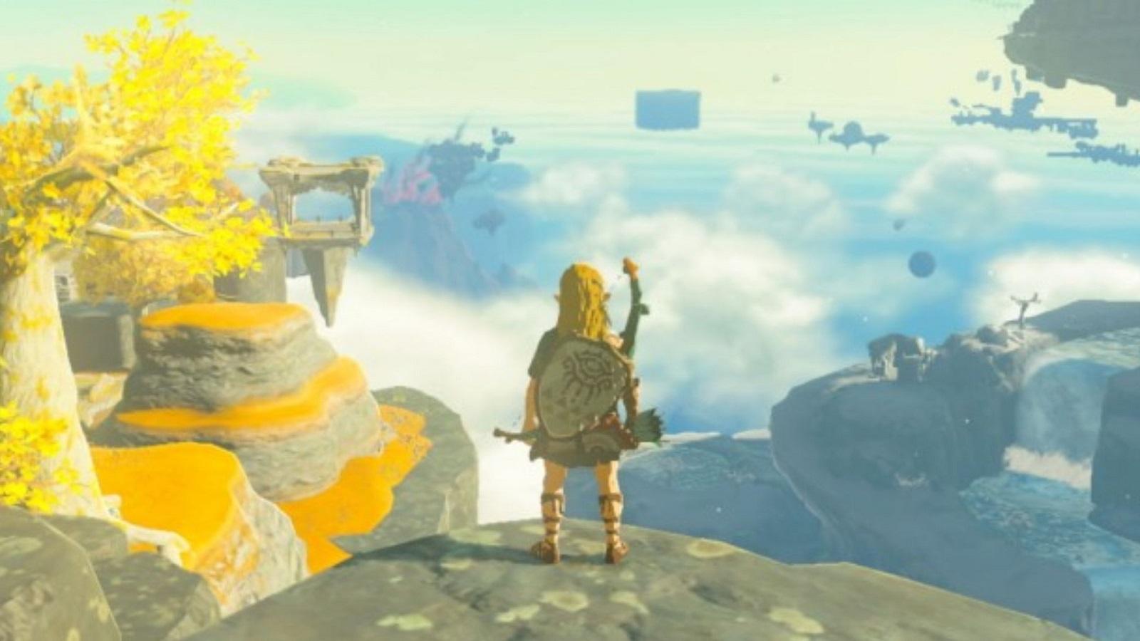 Link looking in the sky in Tears of the Kingdom