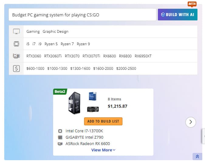 Newegg AI PC builder recommendation