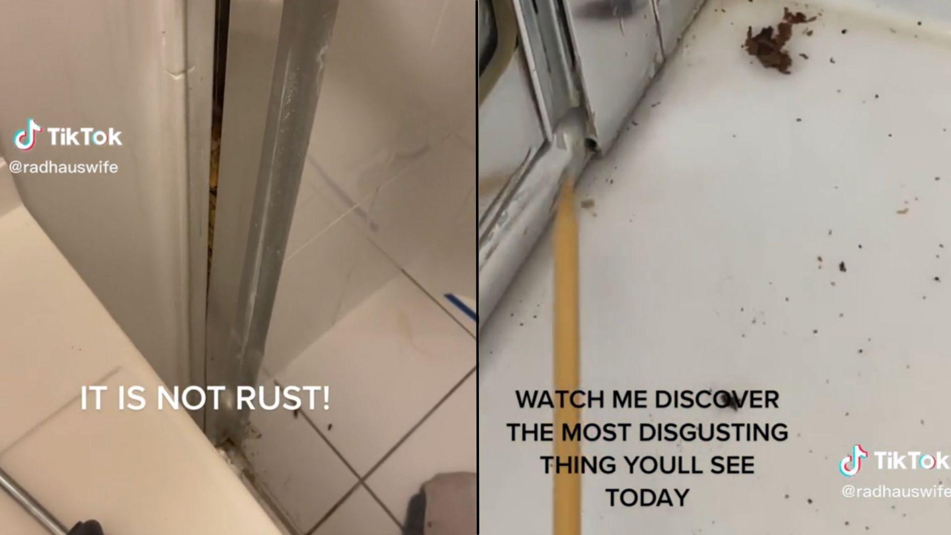 Screenshot of inside shower with cigarette butts