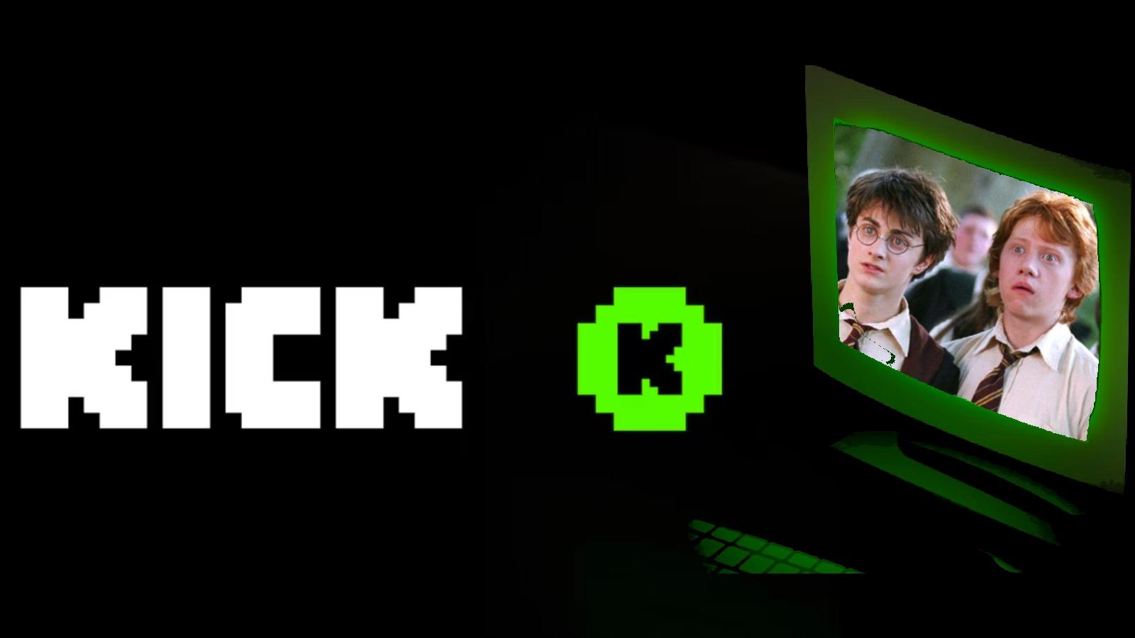 Kick logo with harry potter on a screen