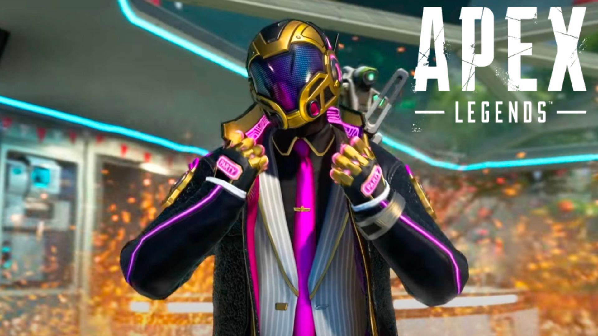 Apex Legends Crypto purple and gold skin around flames