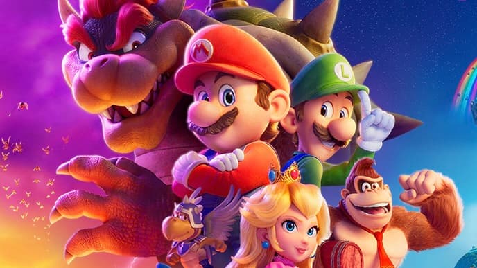 Poster for Super Mario Bros movie.