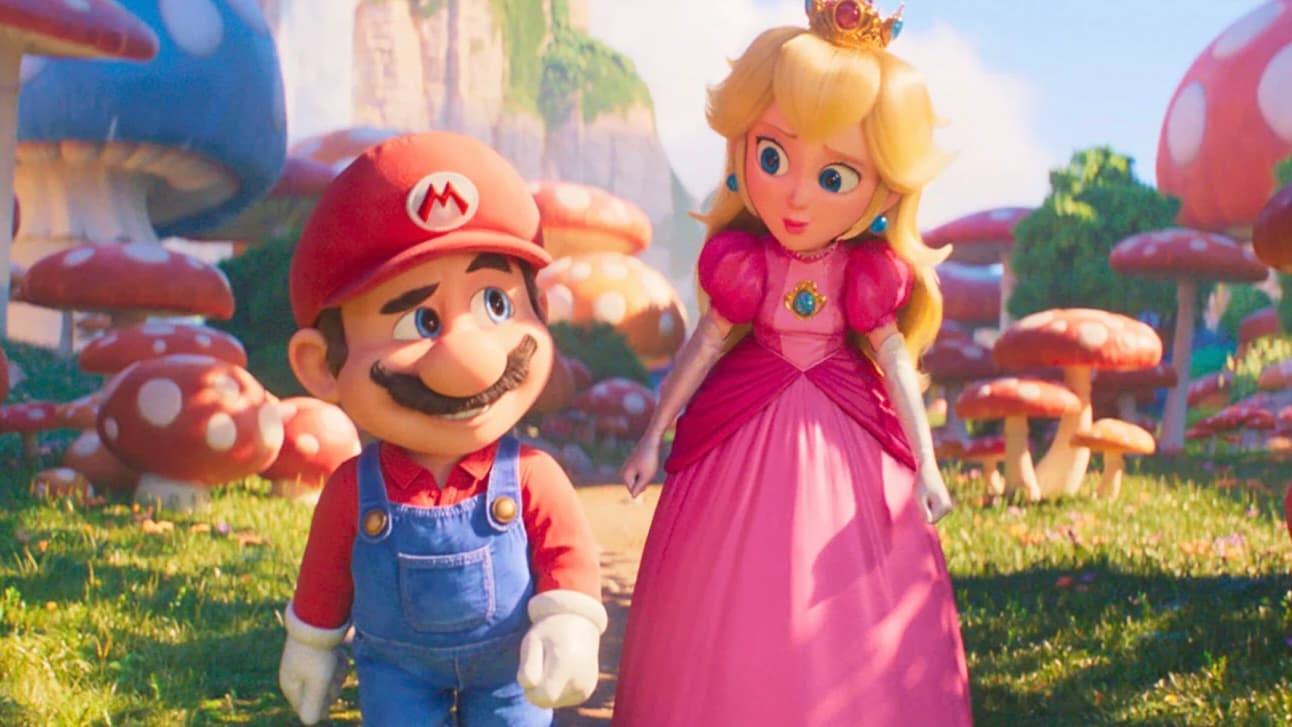 Mario and Princess Peach in The Super Mario Bros Movie.