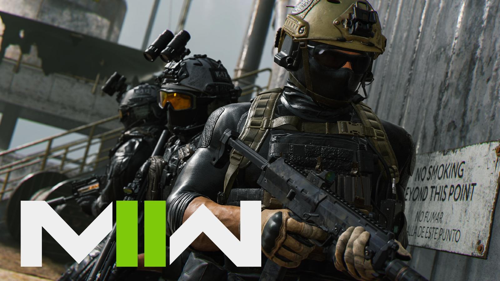 Modern Warfare 2 operators with MW2 logo in bottom left corner