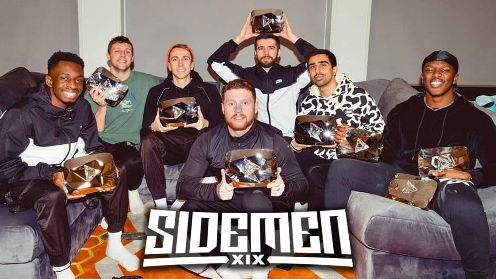 All seven Sidemen holding 10 million subscriber YouTube award