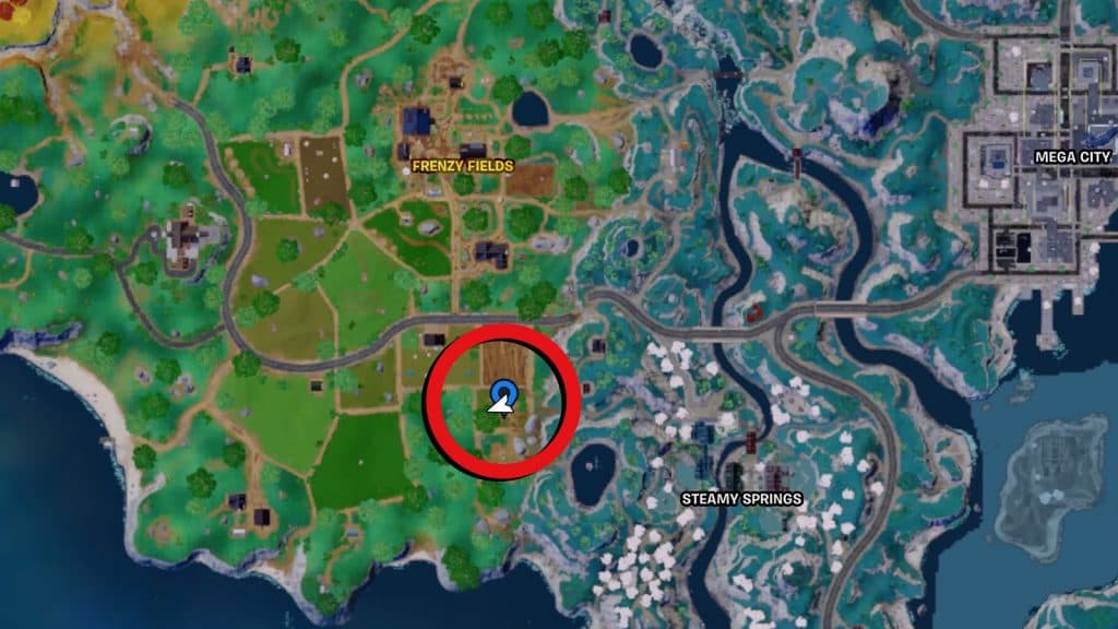 Hop Egg location marked on the Fortnite map