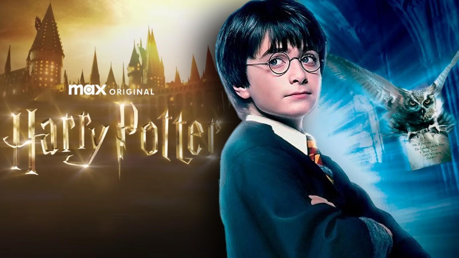 Daniel Radcliffe as Harry Potter and the logo for the HBO Max TV show