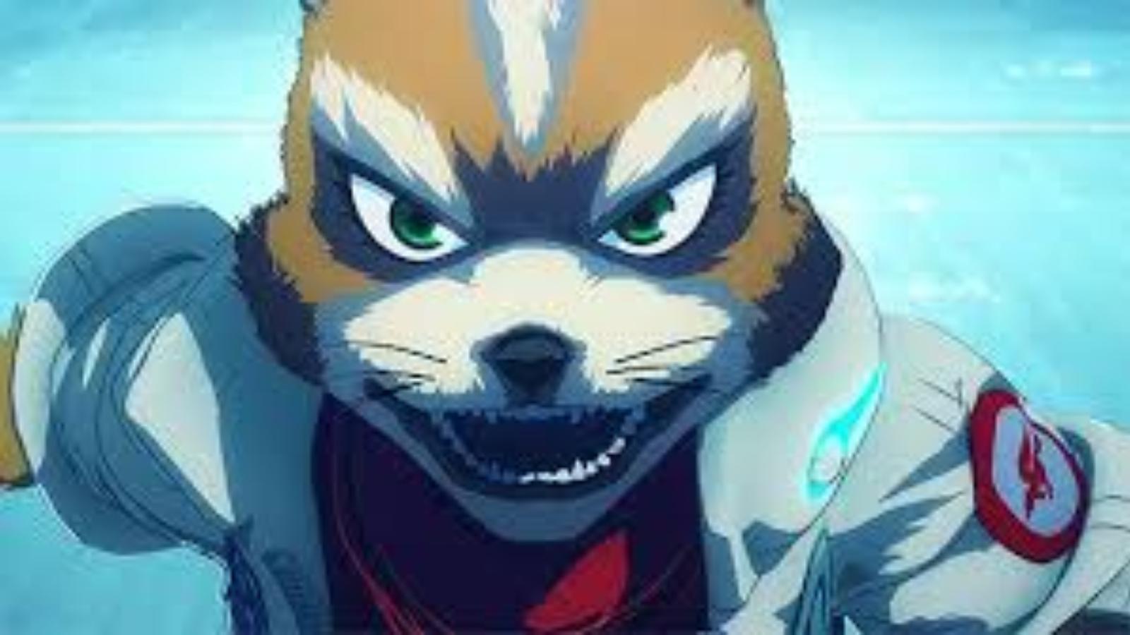 fox mccloud of star fox running in anime style