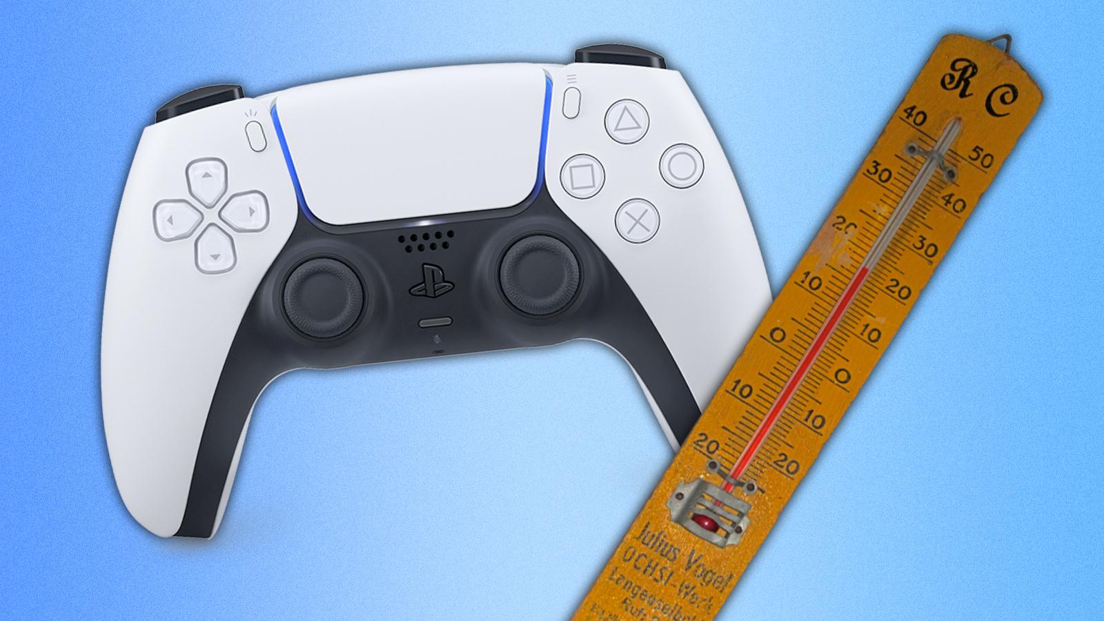 PS5 controller with a thermometer