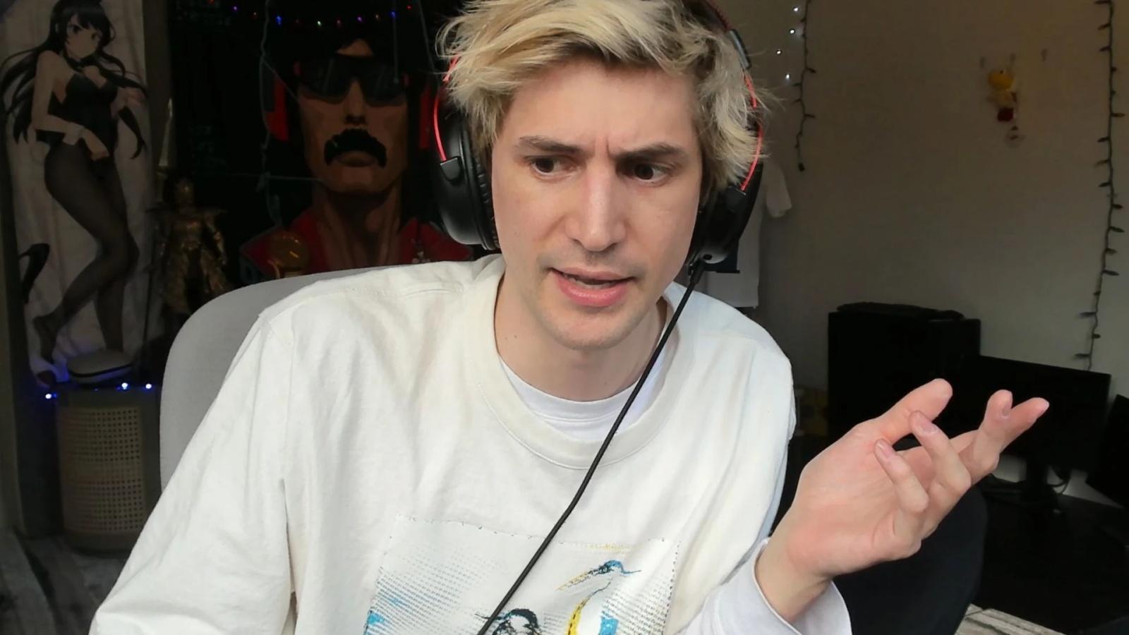 xqc speaks to the camera during a live stream