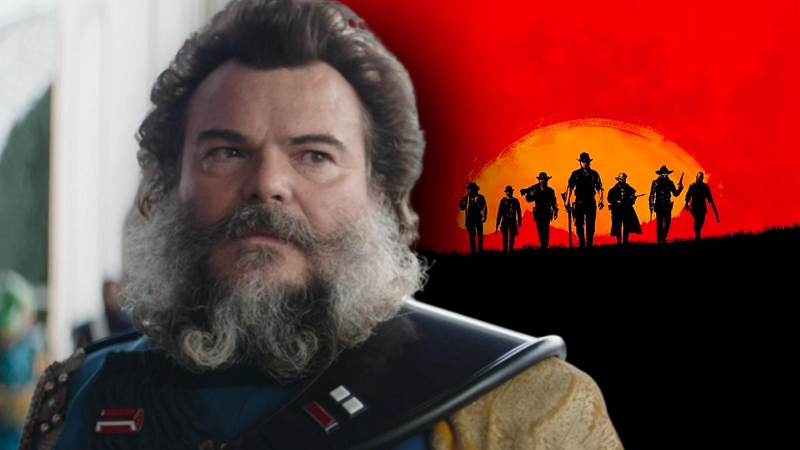 Jack Black in The Mandalorian and the poster for Red Dead Redemption 2