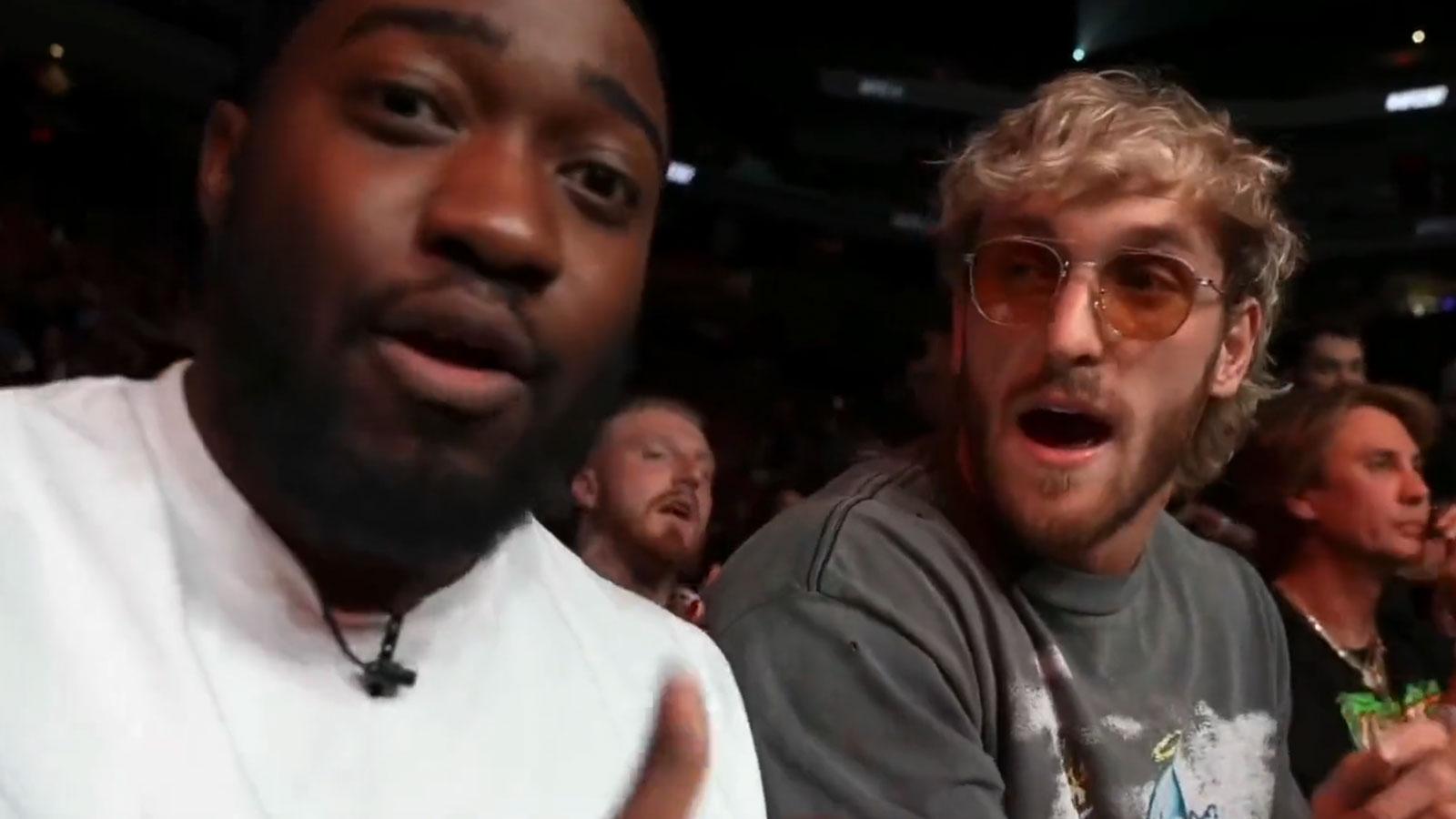 JiDion and Logan Paul sat next to each other at UFC 287