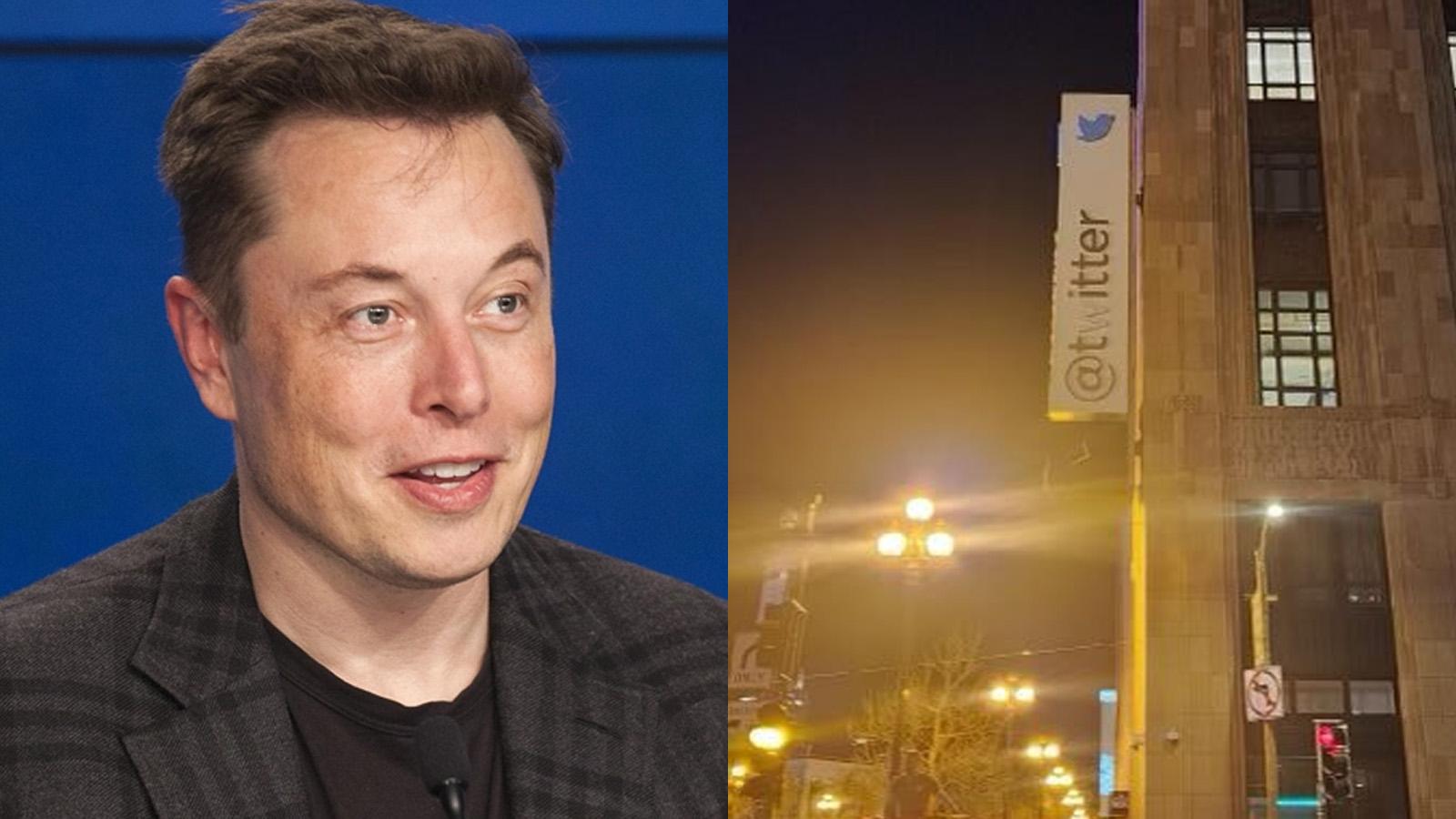 Elon Musk Twitter HQ sign