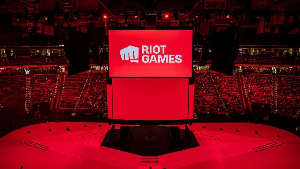 lcs stage as viewership declines with Riot Games logo