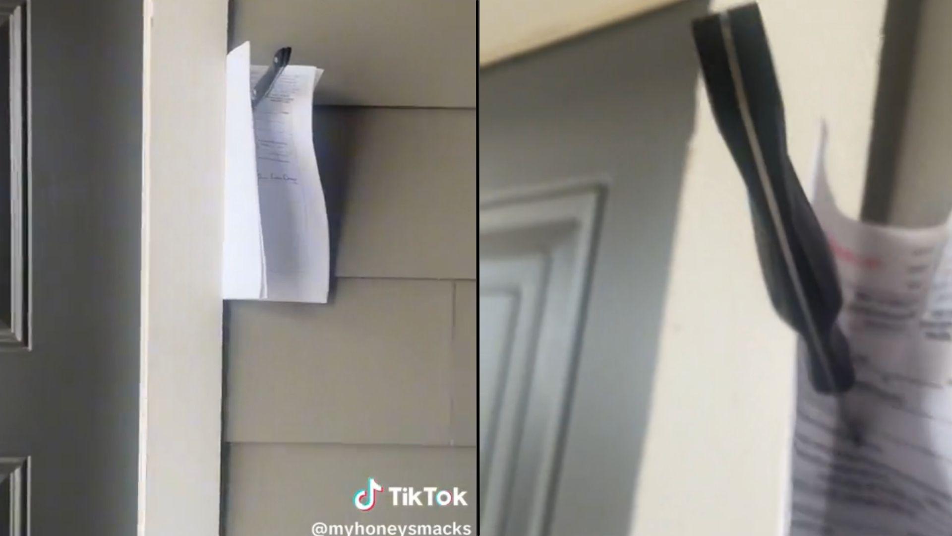 Screenshot of a Knife and paper stuck into wall