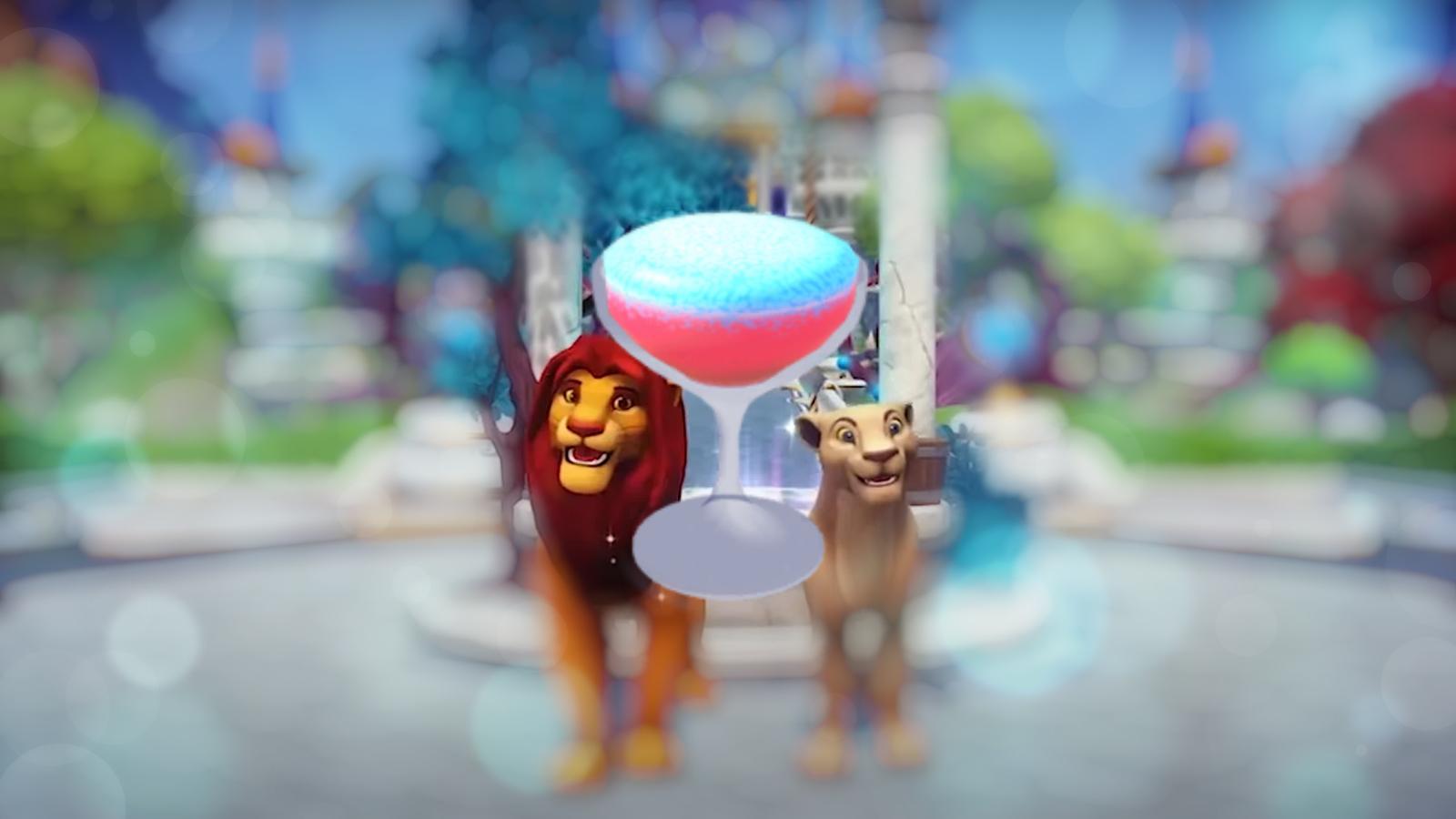 Dream Fizz with Simba and Nala from Disney Dreamlight Valley smiling