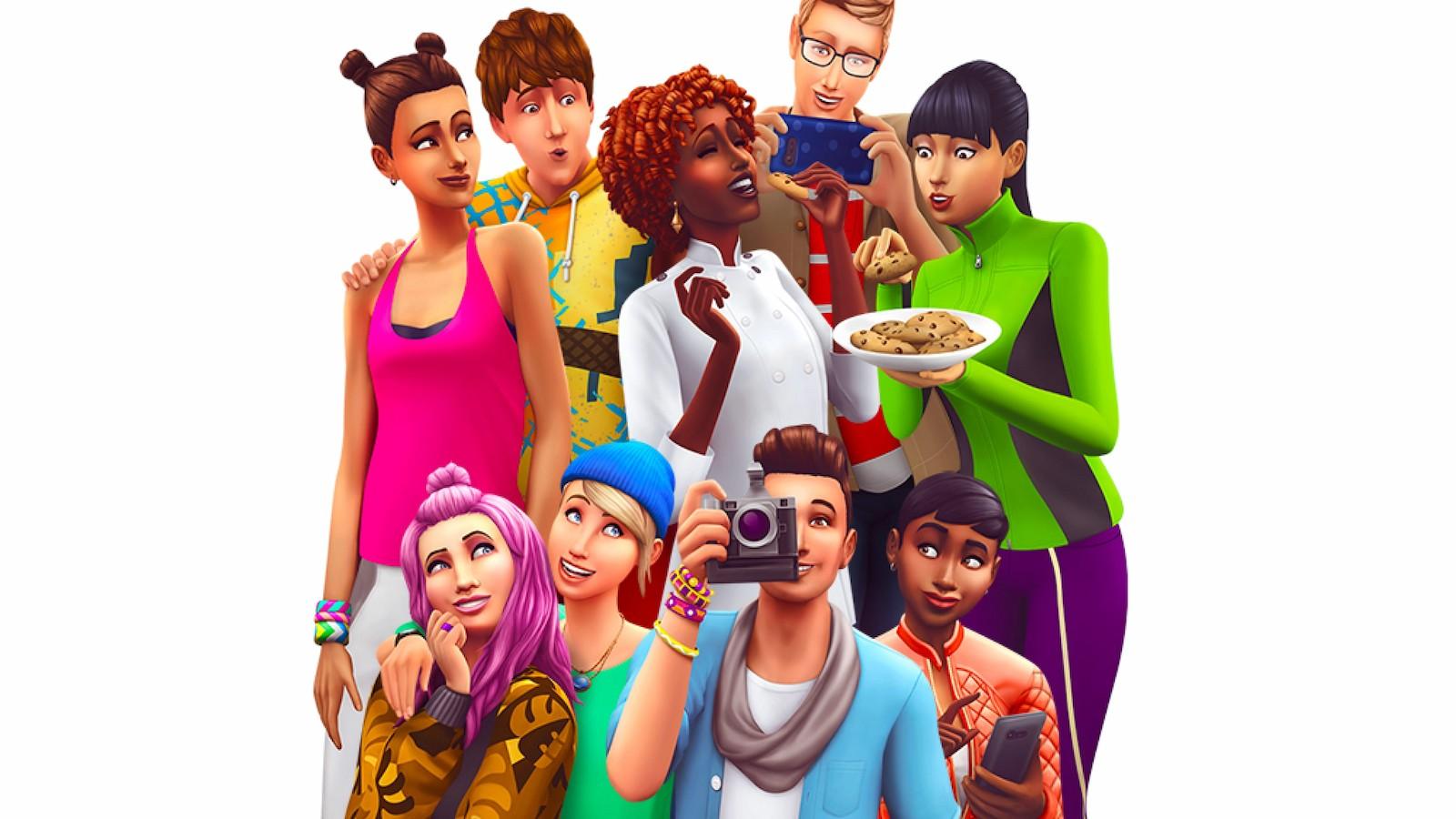 A group of Sims together from The Sims 4