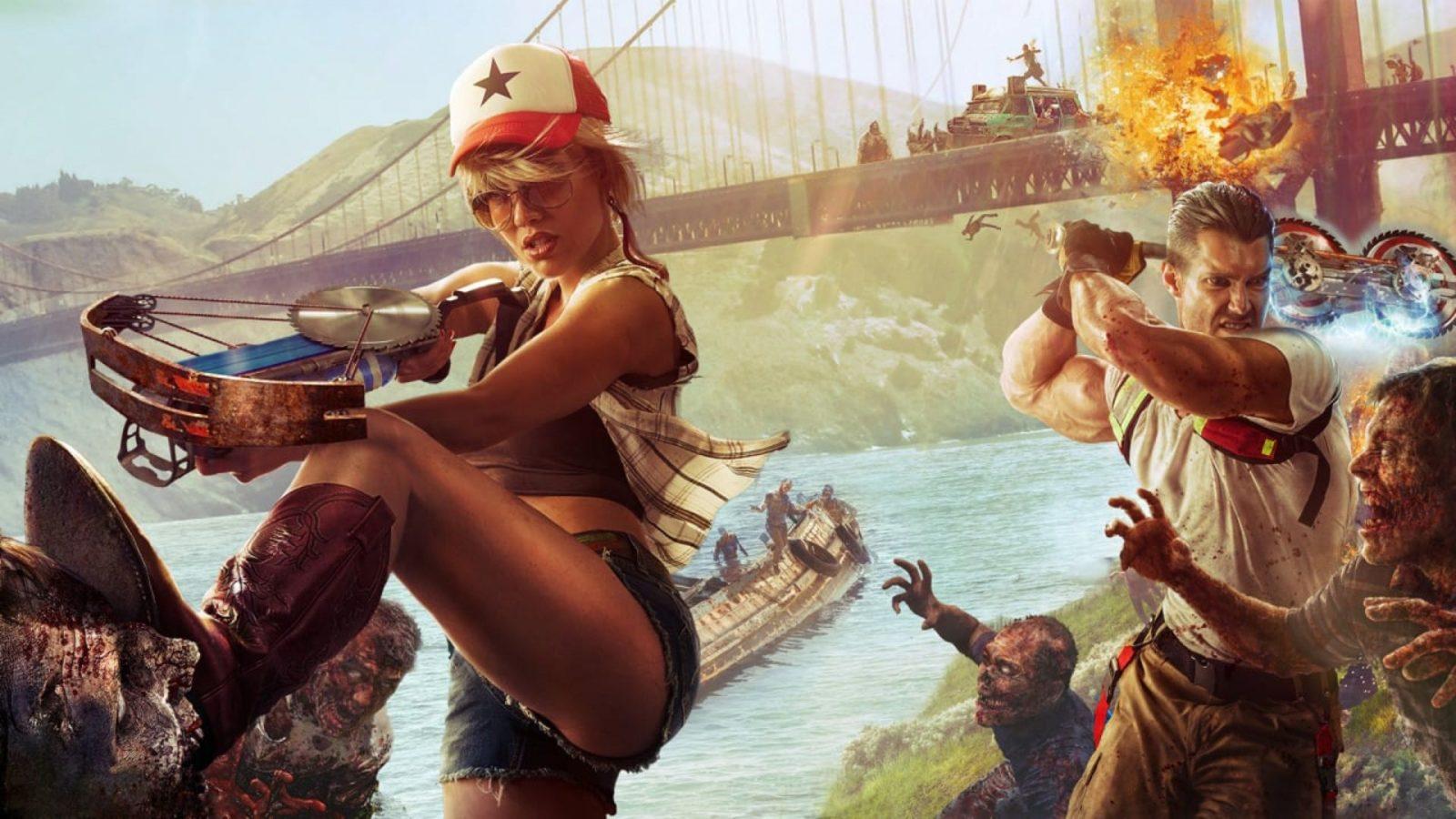 artwork of dead island 2 characters attacking zombies