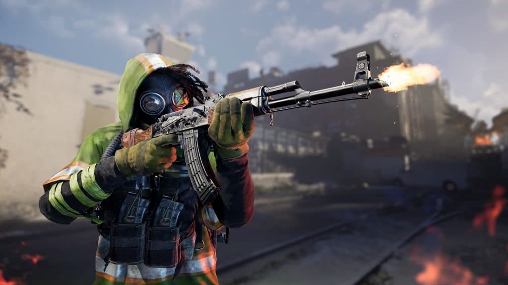 A player shooting a gun
