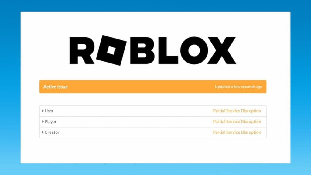 Roblox Service Status on their status website