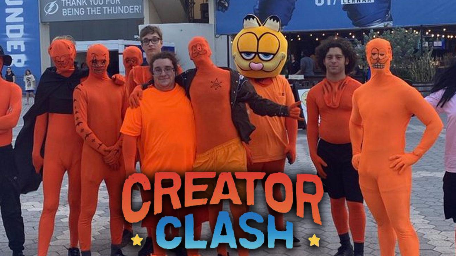 Group of people dressed in Garfield outfit