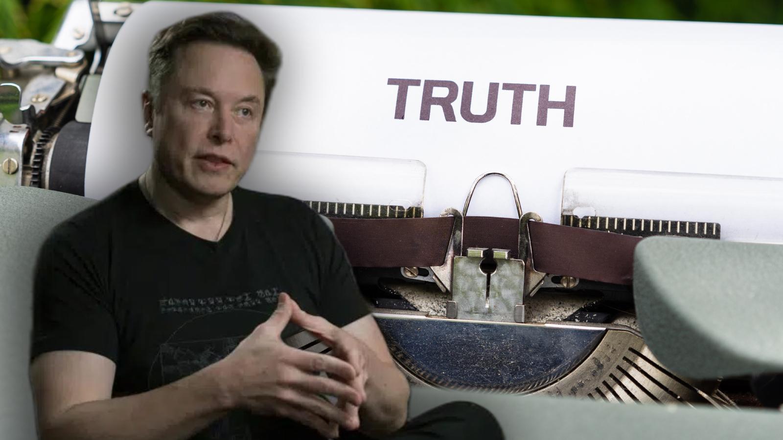 Elon Musk on a background with the word Truth on it