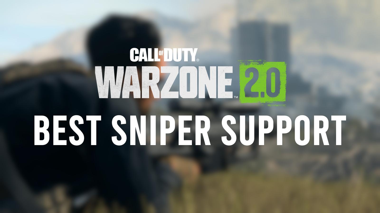 best warzone 2 sniper support loadout title overlaid on top of sniper in call of duty.